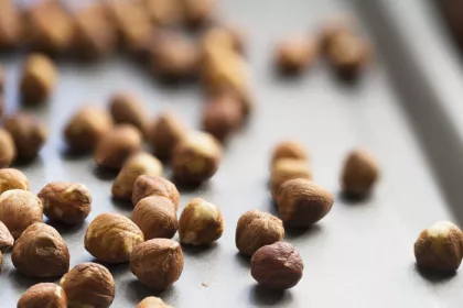 hazelnuts on a sheet pan