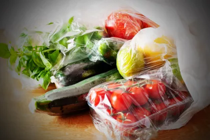single-use plastic wrap bags and containers